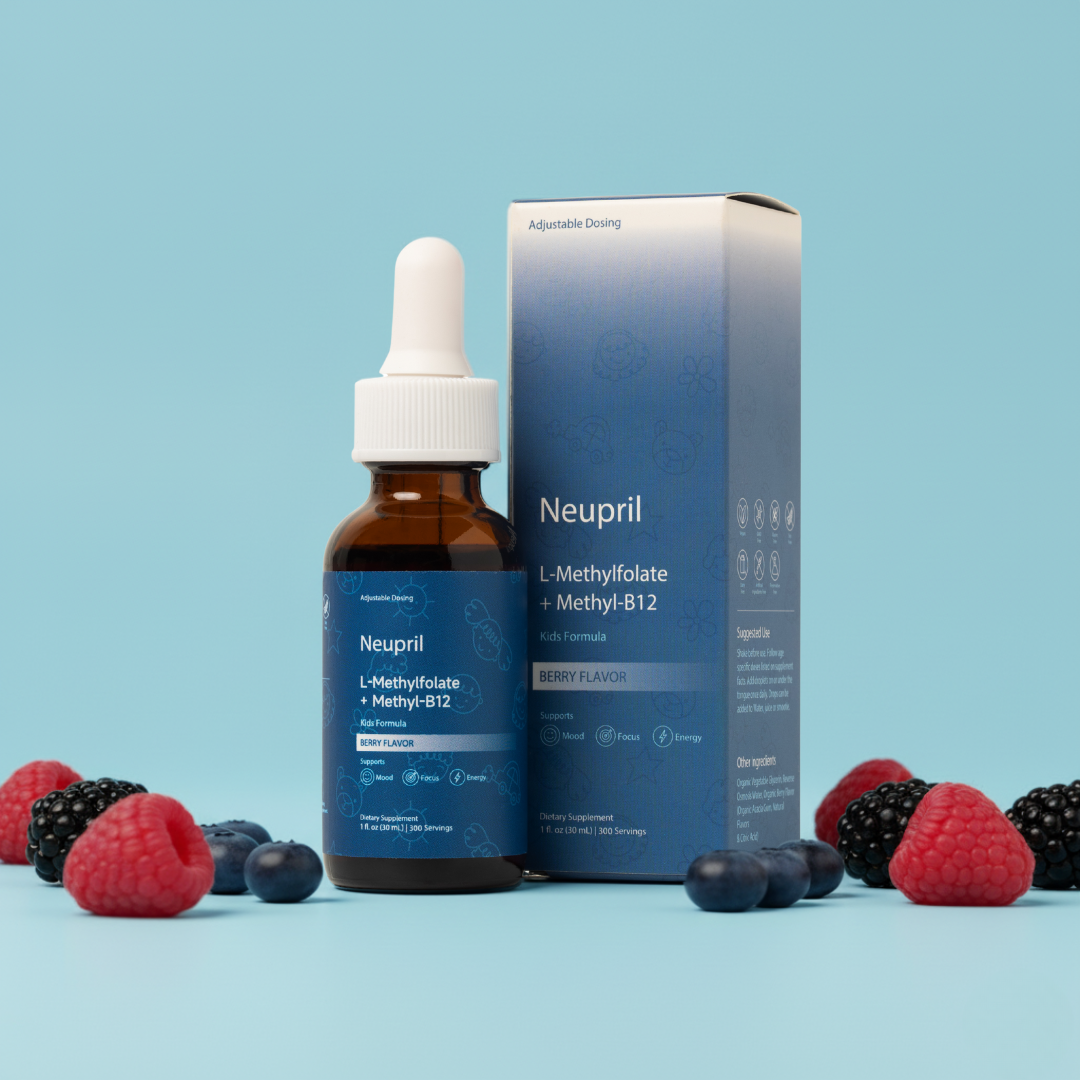 Neupril Kids methylfolate and methyl B12 liquid drops bottle